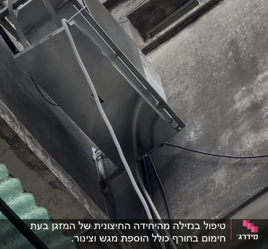 יחידת מיזוג אוויר מותקנת על קיר חיצוני
